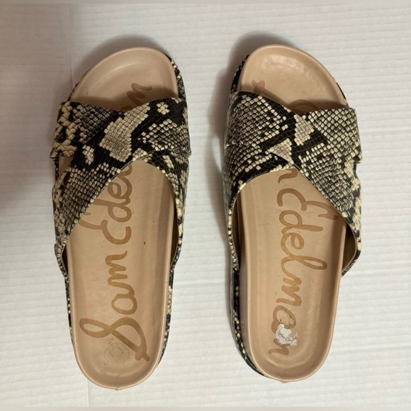 Sam Edelman Snake Print Slide Sandals Size9 - Picture 1 of 4